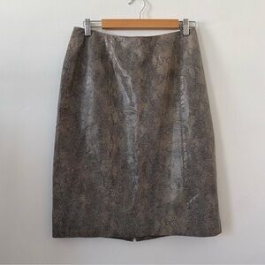 Elegant Genuine Leather Snake Print Skirt